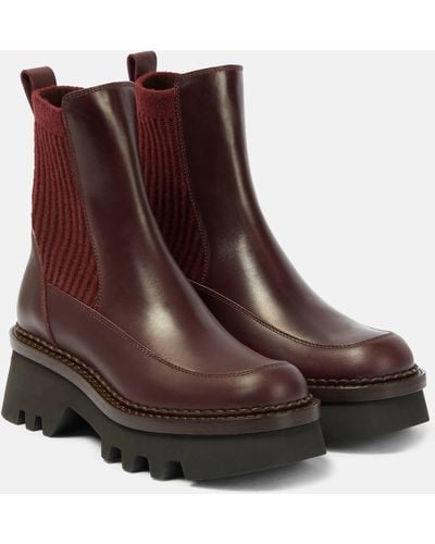 Chloé Oli 80mm leather boots - Brown