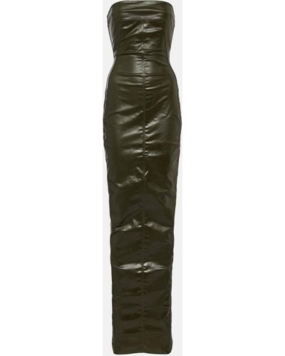 Rick Owens Abito Strapless Coated-denim Gown - Green