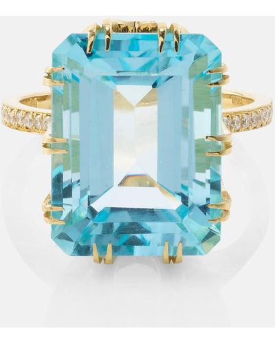 Ileana Makri 18kt Gold Ring With Topaz And Diamonds - Blue