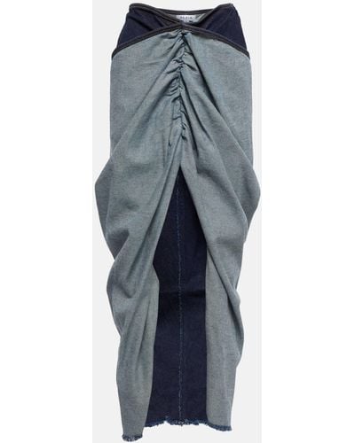 Alaïa Draped Denim Maxi Skirt - Blue