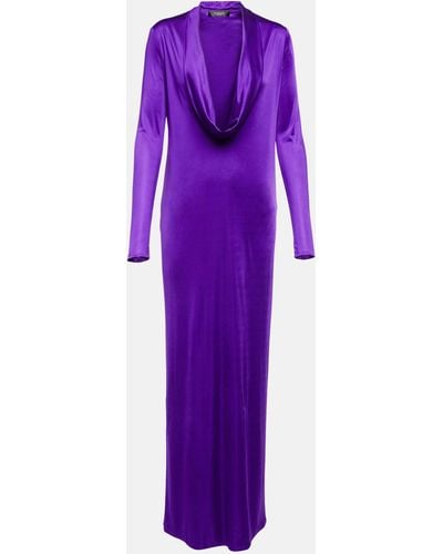 Versace Cowl-neck Maxi Dress - Purple