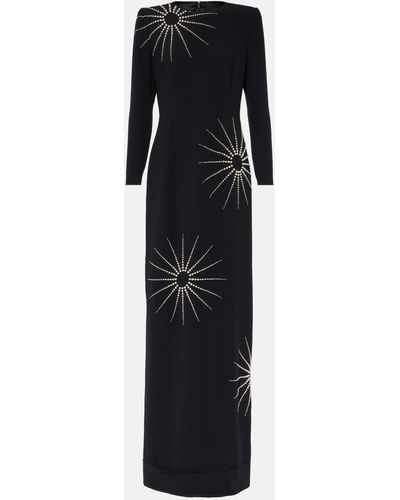 Dries Van Noten Dalista Embroidered Crepe Gown - Black