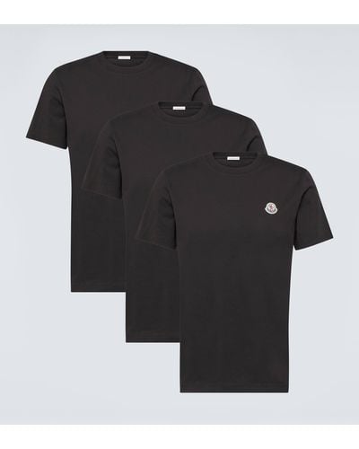 Moncler Set Of 3 Cotton Jersey T-shirts - Black