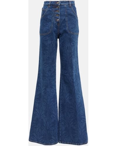 Etro Printed High-rise Flared Jeans - Blue