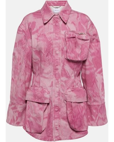 Blumarine Camouflage Denim Cargo Jacket - Pink
