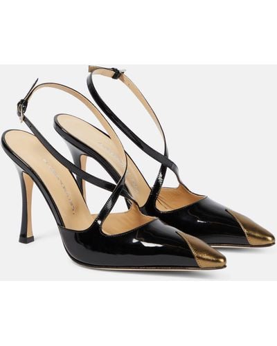 Alessandra Rich Panelled Patent Leather Pumps - Black