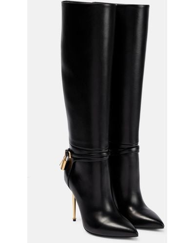 Tom Ford Padlock 105 Leather Knee-high Boots - Black