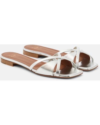 Malone Souliers Penn Embossed Leather Slides - Brown