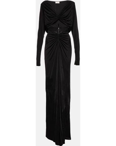 Saint Laurent Cutout Jersey Maxi Dress - Black