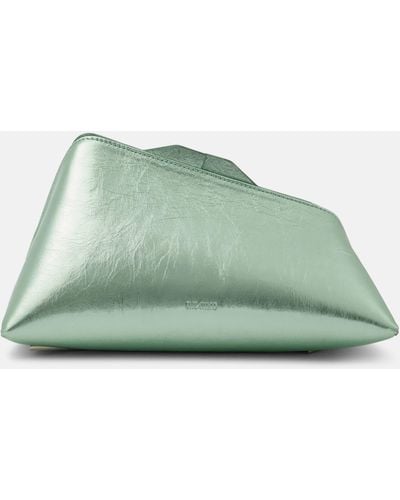 The Attico 8.30 Pm Metallic Leather Clutch - Green