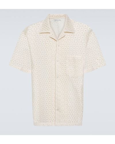 Frankie Shop Embroidered Cotton Bowling Shirt - White