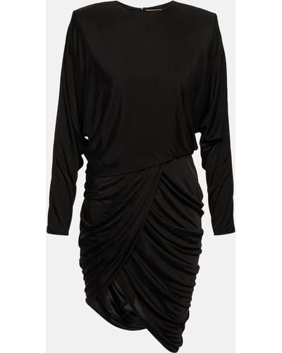 Saint Laurent Ruched Jersey Minidress - Black