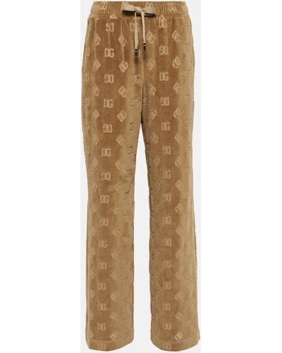 Dolce & Gabbana Allover Logo Cotton Pants - Natural