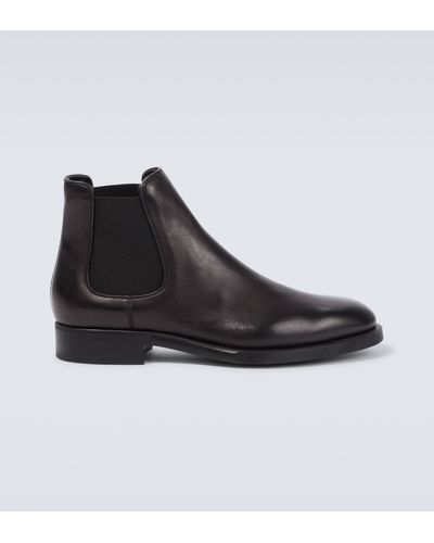 Giorgio Armani Leather Ankle Boots - Black