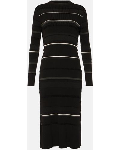 Proenza Schouler Striped Knitted Midi Dress - Black