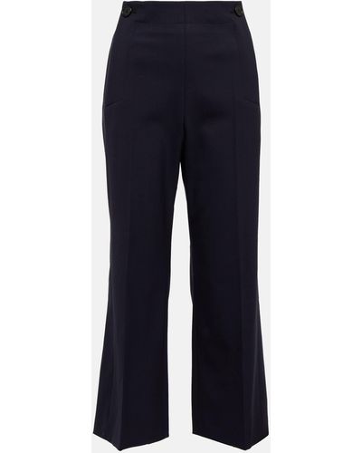Chloé High-rise Cropped Flared Wool Pants - Blue