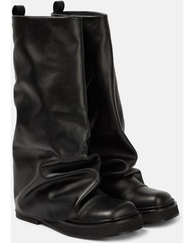 The Attico Robin Leather Combat Boots - Black