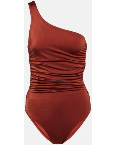Karla Colletto Ruched One-shoulder Swimsuit - Red