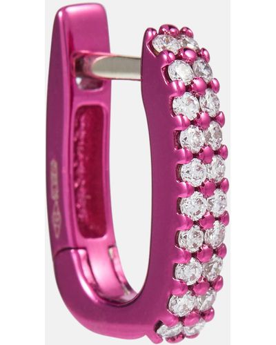Eera Basice 18kt White Gold Single Earring With Diamonds - Pink