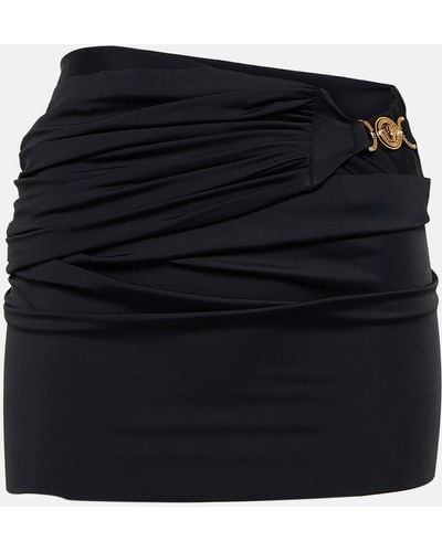 Versace Embellished Ruched Miniskirt - Black