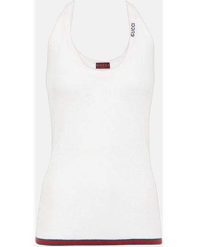 Gucci Ribbed-knit Cashmere And Silk Tank Top - White