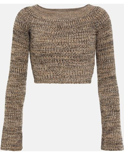 Chloé Cropped Cashmere-blend Sweater - Brown