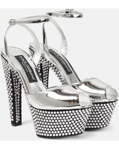 Dolce & Gabbana Embellished Platform Sandals - Metallic