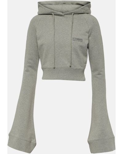 Vetements Cotton-blend Jersey Cropped Hoodie - Grey