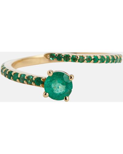 Ileana Makri Grass Seed 18kt Yellow Gold Ring With Emeralds - Green