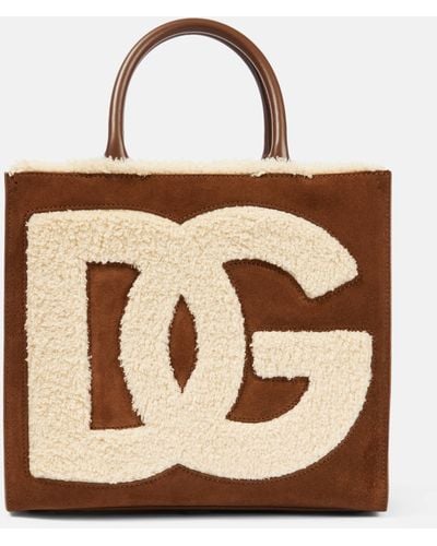 Dolce & Gabbana Dg Daily Mini Suede Tote Bag - Brown