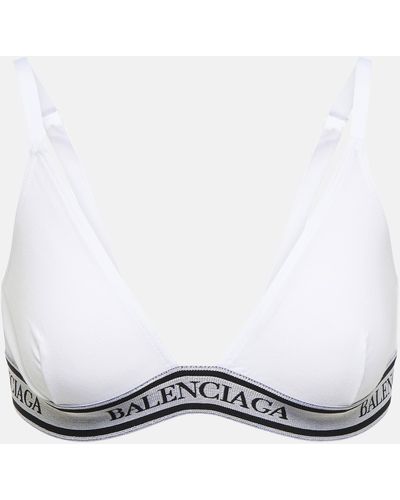 Balenciaga Logo Cotton-blend Jersey Bralette - White
