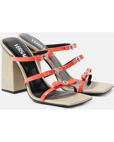 Versace Gianni Ribbon 95 Leather Sandals - Red