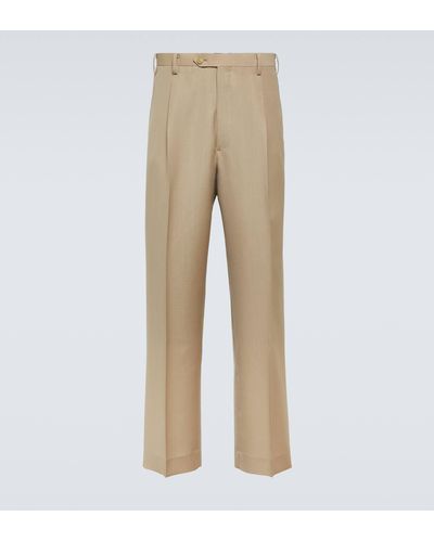 AURALEE Wool And Mohair Wide-leg Pants - Natural