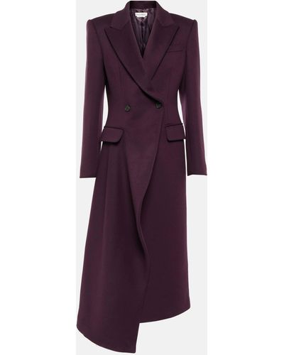 Alexander McQueen Asymmetric Wool Felt Coat - Purple