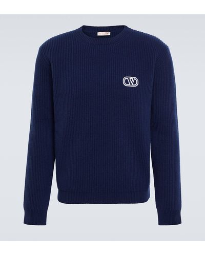Valentino Vlogo Virgin Wool Sweater - Blue