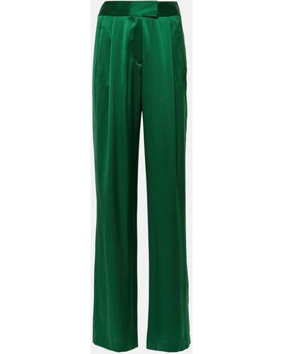 The Sei High-rise Silk Satin Wide-leg Pants - Green