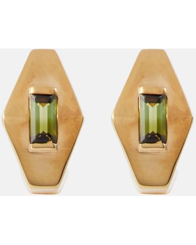 Aliita Deco Rombo Mini 9kt Gold Earrings With Tourmaline - Natural