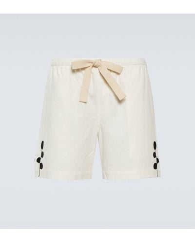 Commas Embroidered Camp Shorts - White