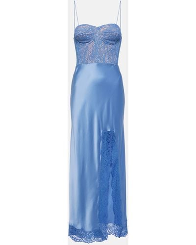 Rebecca Vallance Larisa Lace-trimmed Silk Maxi Dress - Blue