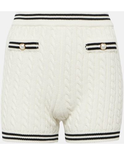 Alessandra Rich Striped Cable-knit Cotton Shorts - White