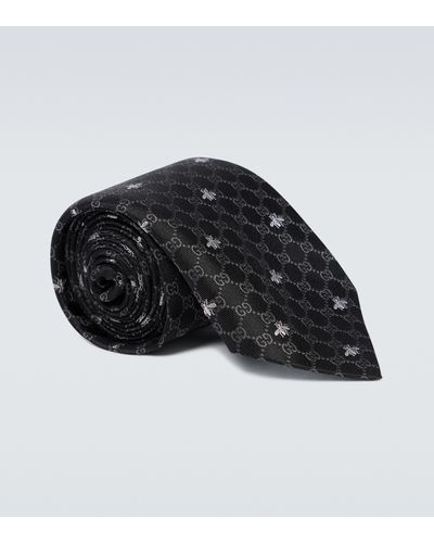 Gucci GG Bees Silk Tie - Black