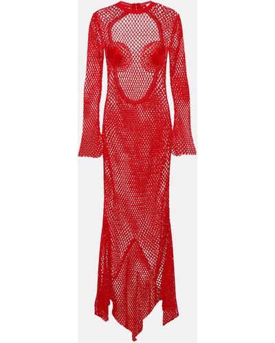 Ferragamo Net Maxi Dress - Red