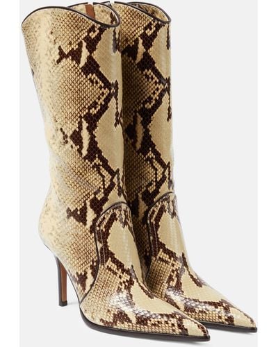 Paris Texas Ashley 95 Snake-effect Leather Boots - Natural