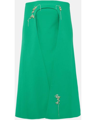 Safiyaa Rowan Manorel Embellished Caped Midi Dress - Green