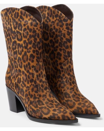 Gianvito Rossi Denver Leopard-print Leather Boots - Brown
