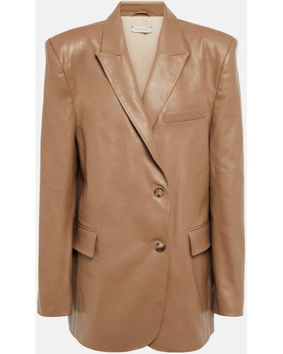 The Mannei Greenock Single-breasted Leather Blazer - Brown