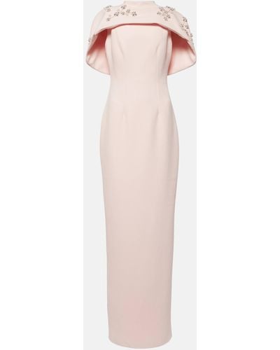 Safiyaa Embellished Caped Crepe Gown - Pink