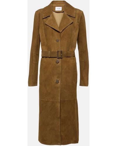 Yves Salomon Suede Trench Coat - Natural