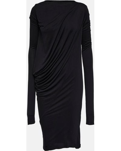 Rick Owens Lilies Draped Jersey Midi Dress - Black