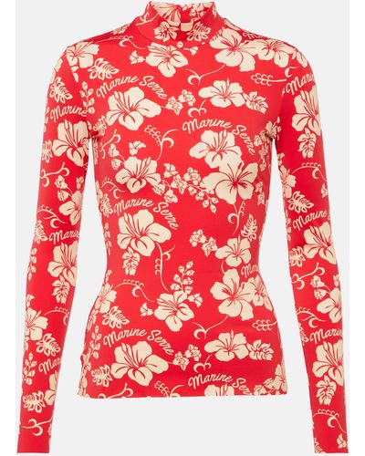 Marine Serre Second Skin Printed Jersey Top - Red